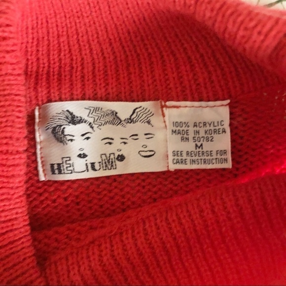 Vintage 80s Retro Knit Padded Shoulder Sweater Red - Picture 8 of 8